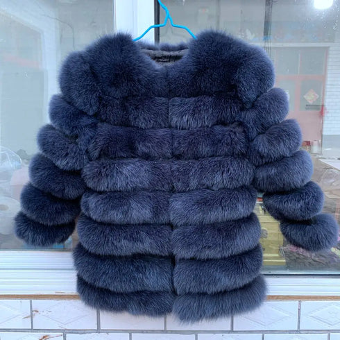70CM 4in1 New Fast Shipping New Fashion Women Fashion Real Natural Fox Fur Long Coat Jacket for Winter Warm Over Coat